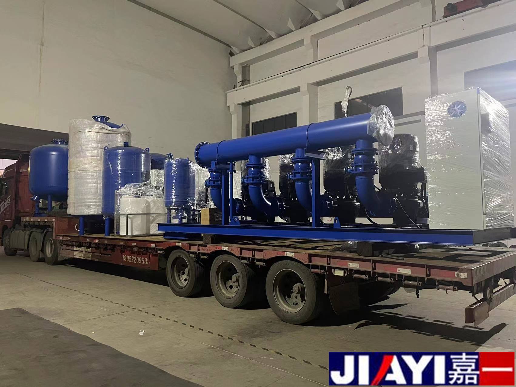 江蘇徐州專車直達定壓補水機組3套，全自動加藥裝置4套，變頻供水機組2套，全自動石英砂過